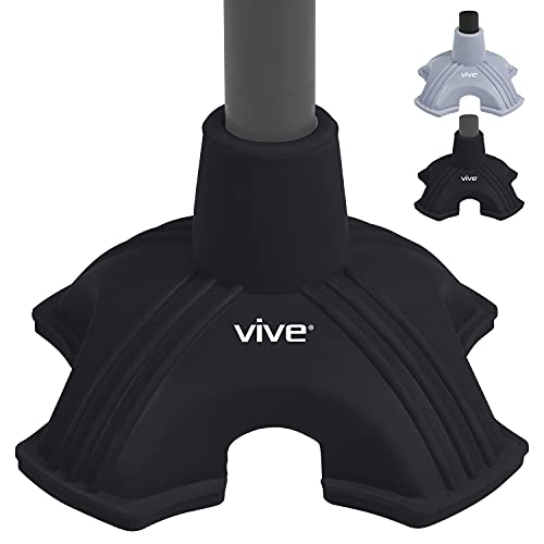 Vive Cane Tip - Quad Rubber Replacement Foot Pad for Walking Canes - Stable F...