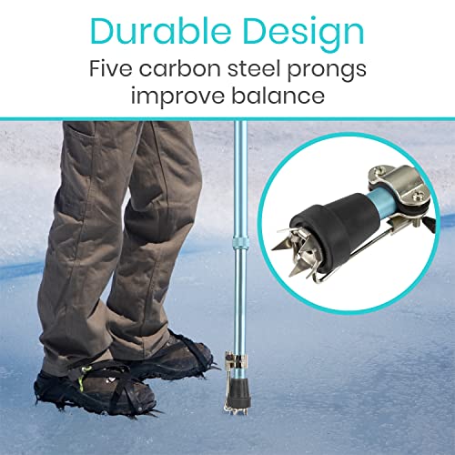 Vive Cane Tips for Ice - All Terrain Heavy Duty (2 Pack) Metal Retractable 4-...