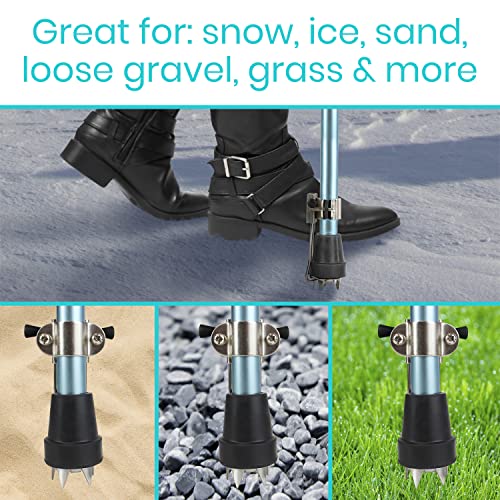 Vive Cane Tips for Ice - All Terrain Heavy Duty (2 Pack) Metal Retractable 4-...