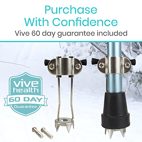 Vive Cane Tips for Ice - All Terrain Heavy Duty (2 Pack) Metal Retractable 4-...