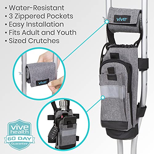 Vive Crutch Accessories Bag and Hand Grip Cushions, Water-Resistant Premium P...