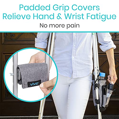 Vive Crutch Accessories Bag and Hand Grip Cushions, Water-Resistant Premium P...