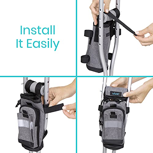 Vive Crutch Accessories Bag and Hand Grip Cushions, Water-Resistant Premium P...