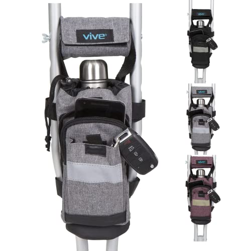Vive Crutch Accessories Bag and Hand Grip Cushions, Water-Resistant Premium P...