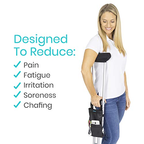 Vive Crutch Pad and Bag Set (5 PCS) - Underarm Padding, Hand Grips and Pouch ...