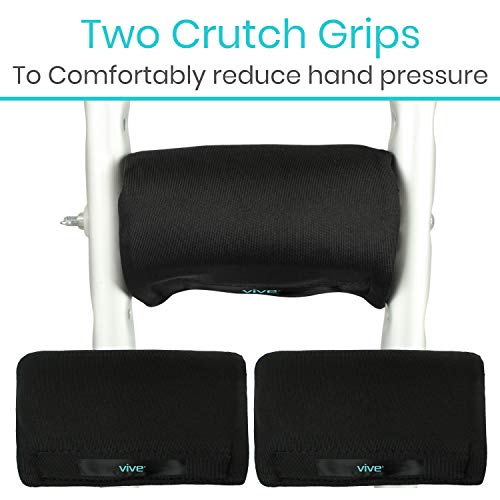 Vive Crutch Pad and Bag Set (5 PCS) - Underarm Padding, Hand Grips and Pouch ...