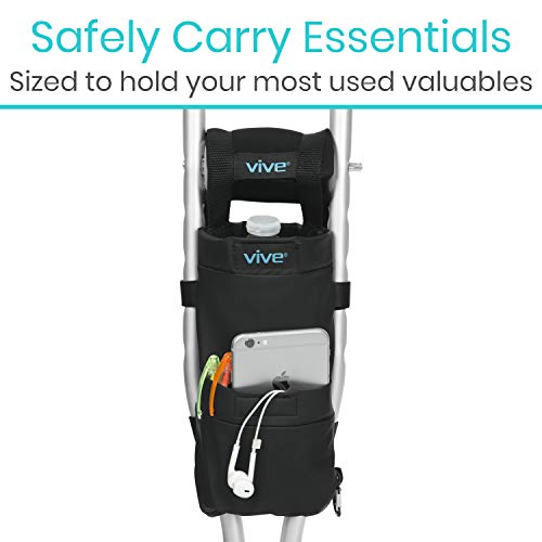 Vive Crutch Pad and Bag Set (5 PCS) - Underarm Padding, Hand Grips and Pouch ...