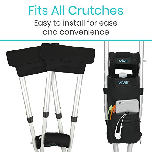 Vive Crutch Pad and Bag Set (5 PCS) - Underarm Padding, Hand Grips and Pouch ...