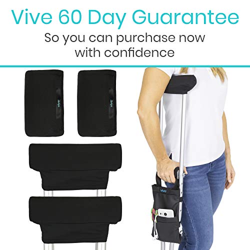 Vive Crutch Pad and Bag Set (5 PCS) - Underarm Padding, Hand Grips and Pouch ...
