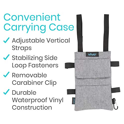 Vive Crutch Pouch Bag with Foam Hand Grip Pads - Tote for Broken Leg Crutches...