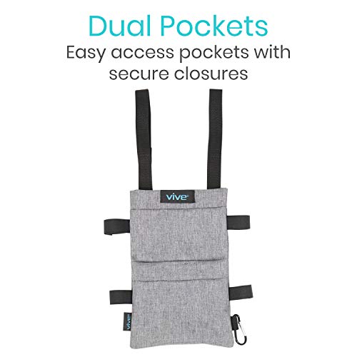 Vive Crutch Pouch Bag with Foam Hand Grip Pads - Tote for Broken Leg Crutches...