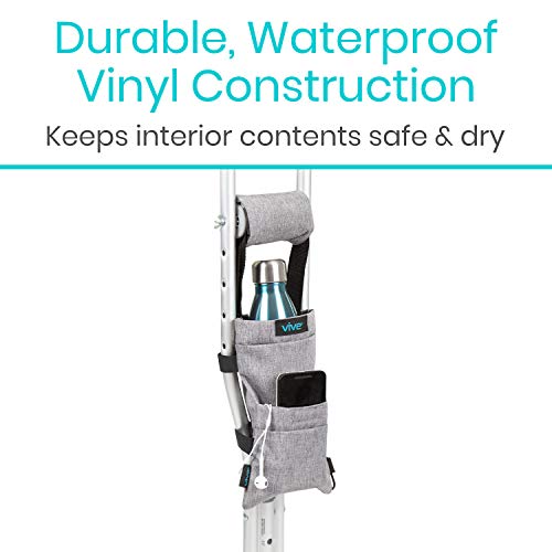 Vive Crutch Pouch Bag with Foam Hand Grip Pads - Tote for Broken Leg Crutches...