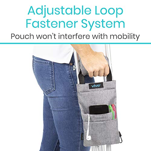 Vive Crutch Pouch Bag with Foam Hand Grip Pads - Tote for Broken Leg Crutches...