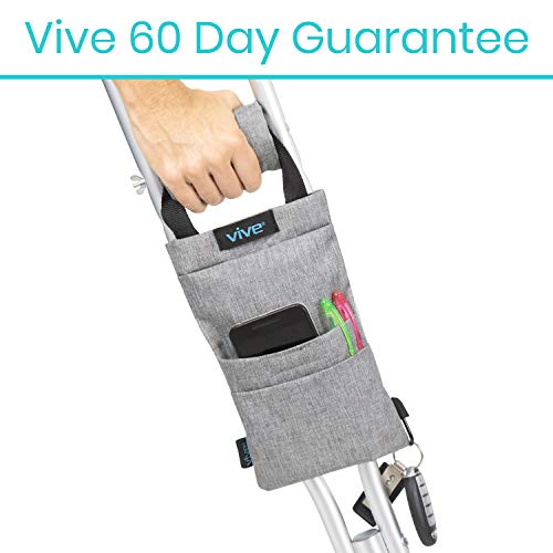 Vive Crutch Pouch Bag with Foam Hand Grip Pads - Tote for Broken Leg Crutches...