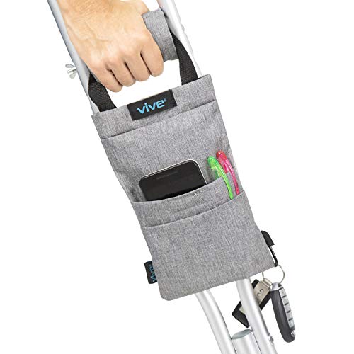 Vive Crutch Pouch Bag with Foam Hand Grip Pads - Tote for Broken Leg Crutches...