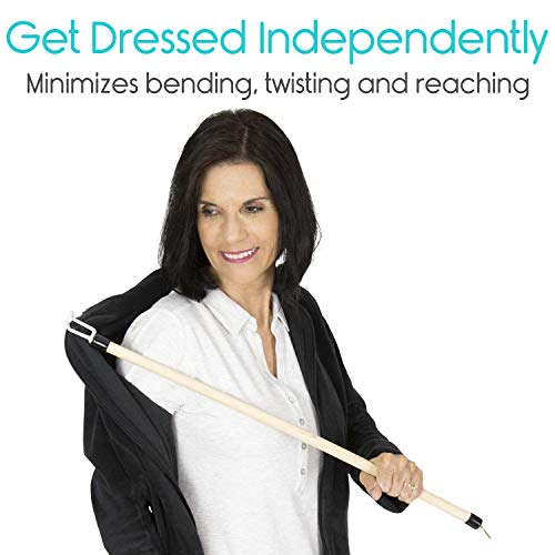 Vive Dressing Stick with Zipper Puller (27 Inch) - Sock Remover Tool - Indepe...