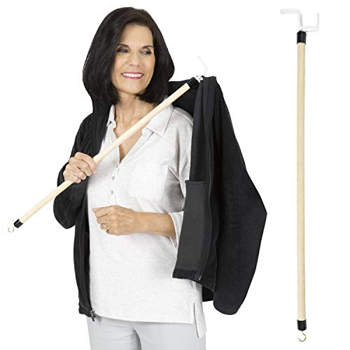 Vive Dressing Stick with Zipper Puller (27 Inch) - Sock Remover Tool - Indepe...