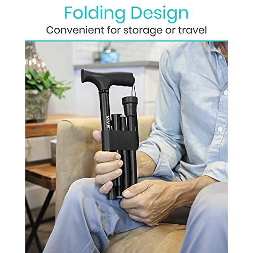 Vive Folding Cane - Foldable Walking Cane for Men, Women - Fold-up, Collapsib...