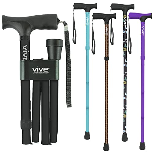 Vive Folding Cane - Foldable Walking Cane for Men, Women - Fold-up, Collapsib...