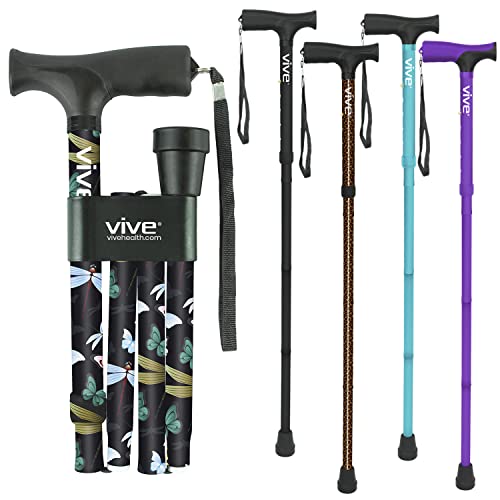 Vive Folding Cane - Foldable Walking Cane for Men, Women - Fold-up, Collapsib...