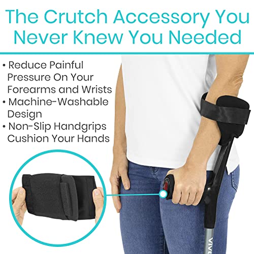 Vive Forearm Crutch Pads and Hand Grips 4 PCS - Cushion Padding Accessories (...