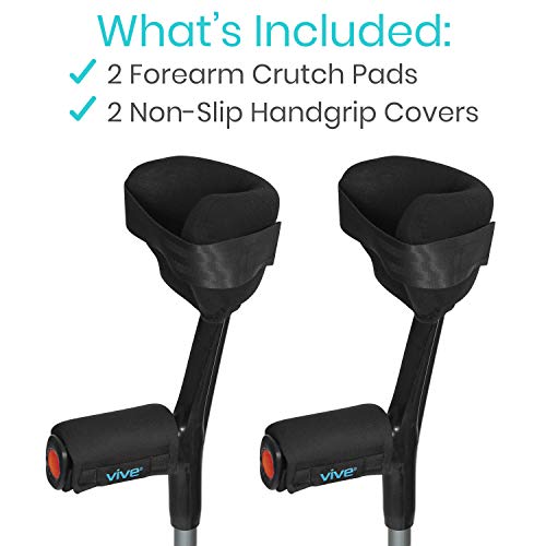 Vive Forearm Crutch Pads and Hand Grips 4 PCS - Cushion Padding Accessories (...