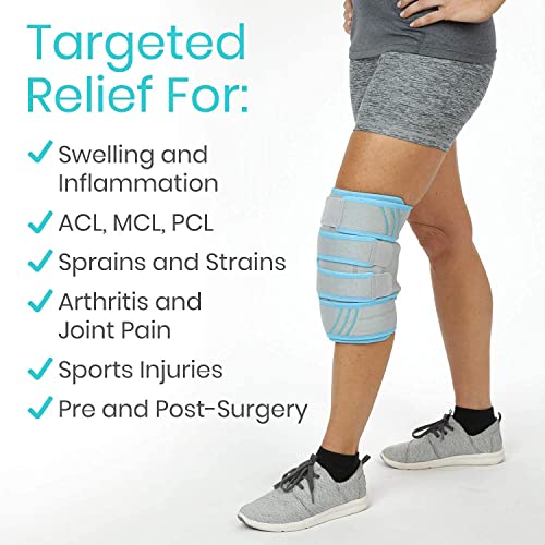 Vive Knee Ice Pack Wrap - Cold / Hot Gel Compression Brace - Heat Support Str...