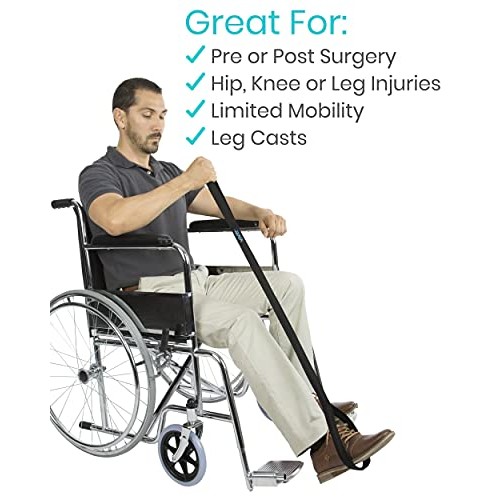 Vive Leg Lifter Strap (44 Inch) - Rigid Foot Loop, Hand Grip for Adult, Senio...