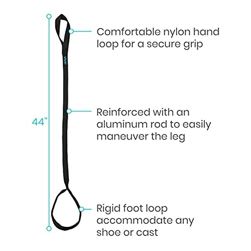 Vive Leg Lifter Strap (44 Inch) - Rigid Foot Loop, Hand Grip for Adult, Senio...