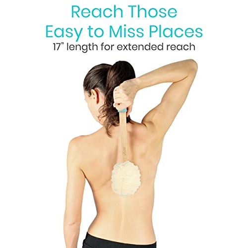 Vive Loofah Sponge Back Scrubber - Men & Women Long Handled Exfoliating Bath ...