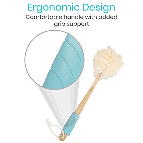 Vive Loofah Sponge Back Scrubber - Men & Women Long Handled Exfoliating Bath ...