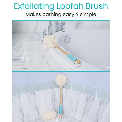 Vive Loofah Sponge Back Scrubber - Men & Women Long Handled Exfoliating Bath ...