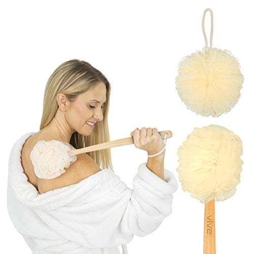 Vive Loofah Sponge Back Scrubber - Men & Women Long Handled Exfoliating Bath ...