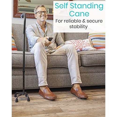 Vive Quad Cane - Walking Stick for Men and Women - Lightweight Adjustable Sta...