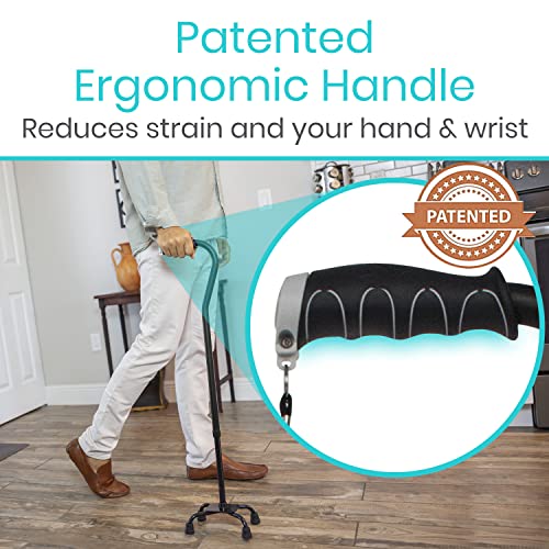 Vive Quad Cane - Walking Stick for Men and Women - Lightweight Adjustable Sta...