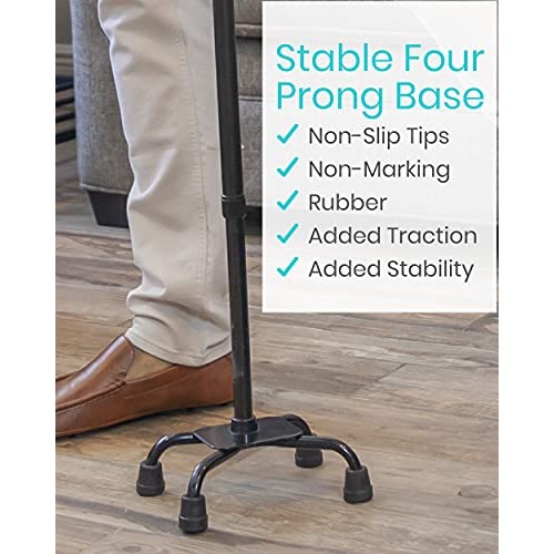 Vive Quad Cane - Walking Stick for Men and Women - Lightweight Adjustable Sta...