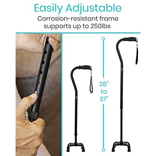 Vive Quad Cane - Walking Stick for Men and Women - Lightweight Adjustable Sta...
