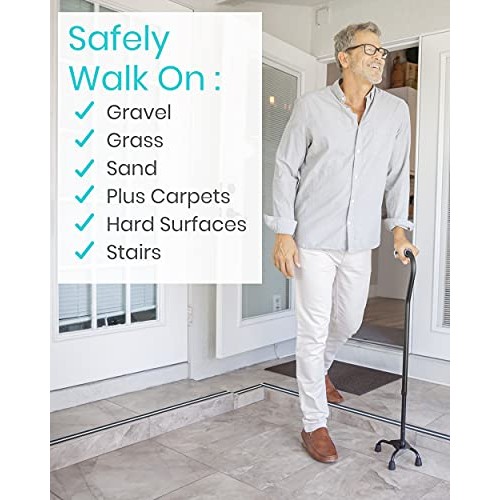 Vive Quad Cane - Walking Stick for Men and Women - Lightweight Adjustable Sta...