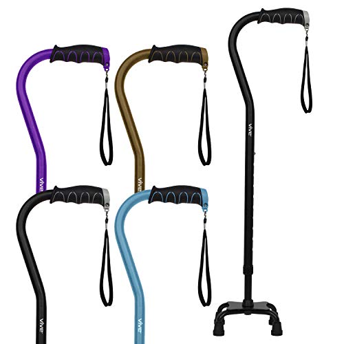 Vive Quad Cane - Walking Stick for Men and Women - Lightweight Adjustable Sta...