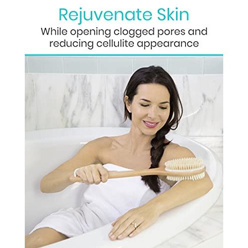 Vive Shower Brush - Dry Skin Body Exfoliator - Shower and Bath Scrubber For W...