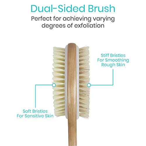 Vive Shower Brush - Dry Skin Body Exfoliator - Shower and Bath Scrubber For W...