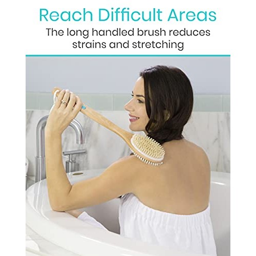 Vive Shower Brush - Dry Skin Body Exfoliator - Shower and Bath Scrubber For W...