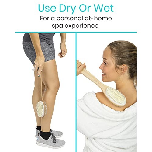 Vive Shower Brush - Dry Skin Body Exfoliator - Shower and Bath Scrubber For W...