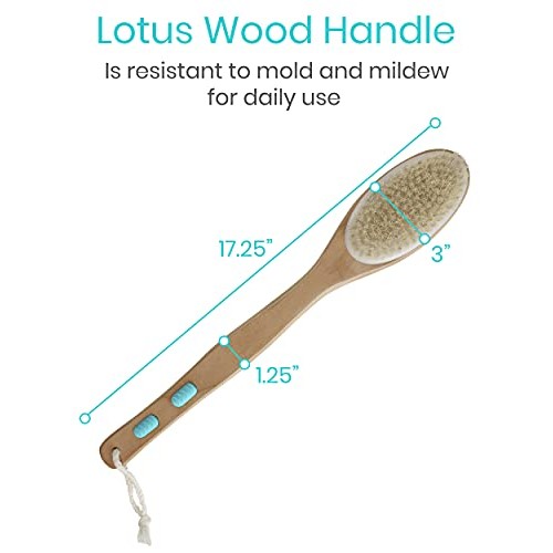 Vive Shower Brush - Dry Skin Body Exfoliator - Shower and Bath Scrubber For W...