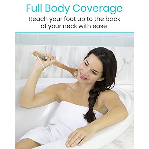 Vive Shower Brush - Dry Skin Body Exfoliator - Shower and Bath Scrubber For W...