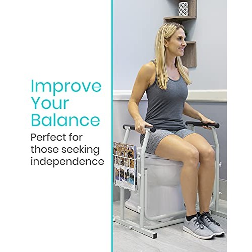 Vive Stand Alone Toilet Rail - Medical Bathroom Safety Assist Frame with Supp...