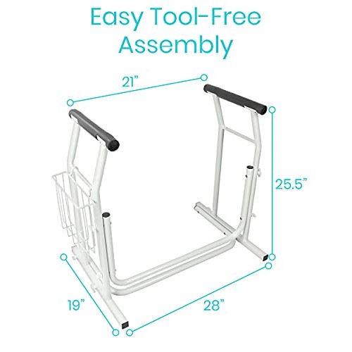 Vive Stand Alone Toilet Rail - Medical Bathroom Safety Assist Frame with Supp...