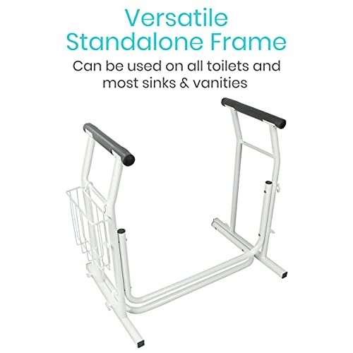 Vive Stand Alone Toilet Rail - Medical Bathroom Safety Assist Frame with Supp...