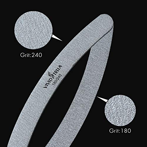 Nail Files 10 Pack Emery Boards Washable Double Sided 180 240 Grit Gray Curve...