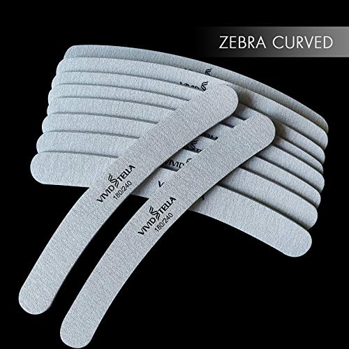Nail Files 10 Pack Emery Boards Washable Double Sided 180 240 Grit Gray Curve...